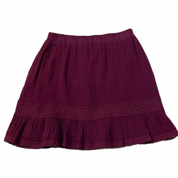 Michael Stars Double Gauze Peasant Skirt with Chic Lace Trim - Picture 2 of 6